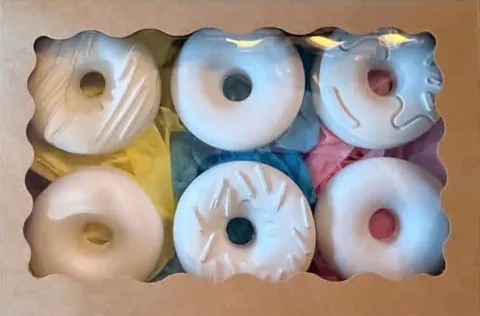 Donuts plaster shapes in a ready-to-paint kit