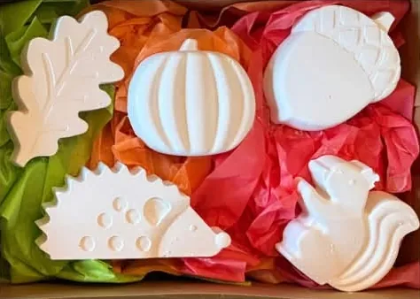 Fall favorites plaster shapes in a ready-to-paint kit